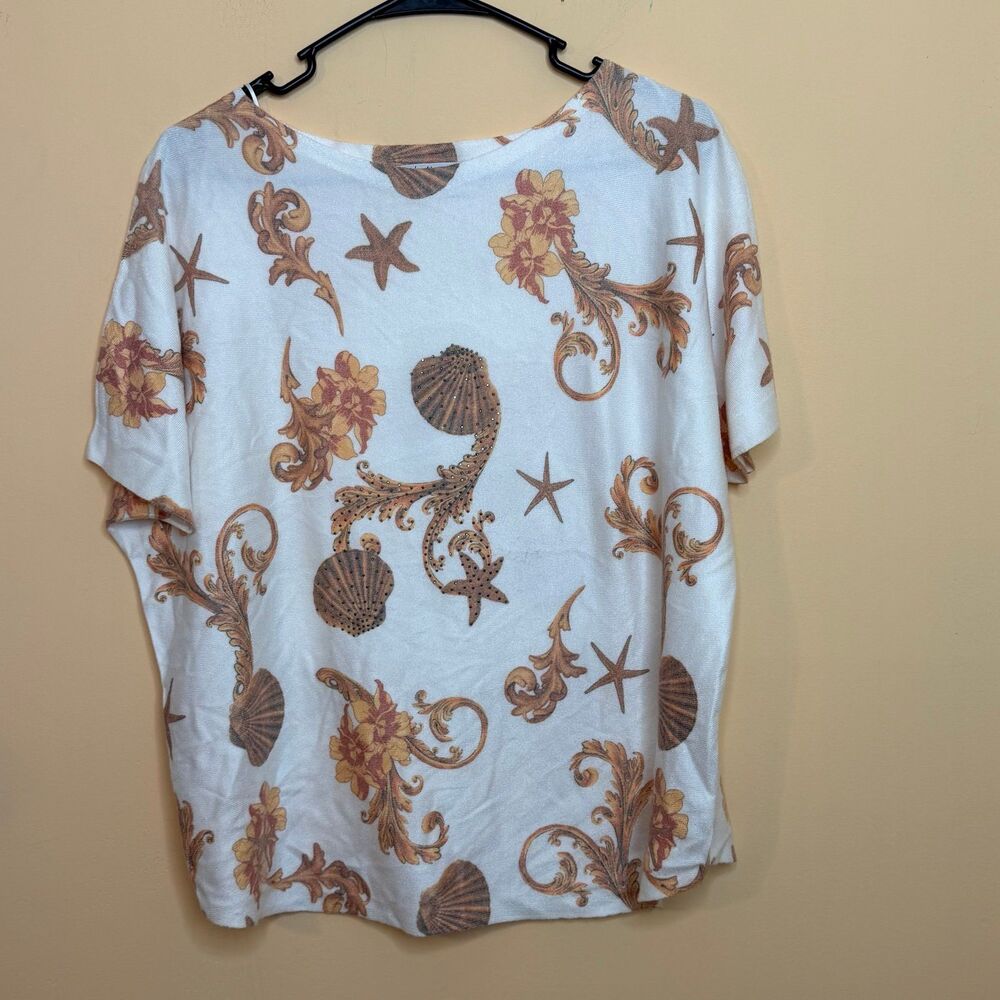 Vila Milano Sioni Sea Flourish Stud Accent Dolman Top size medium shirt